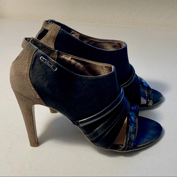 Diesel Open Toe Satin & Suede Bootie Heels 38 (8) - Picture 8 of 9